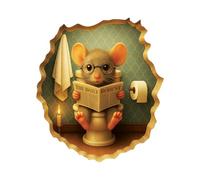 GRITKULTURE Removable Mouse Sitting on Toilet in Mouse Hole Decal Sticker 5.1inch 2 Pack. Mouse Hole in The Wall Sticker with 3D Effect. Wall Decoration, Funny Gift, Potty Training, Prank (#1)