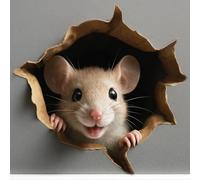 GRITKULTURE Removable Peek A Boo Mouse in Mouse Hole Decal Sticker 5.1inch 2 Pack. Mouse Hole in The Wall Sticker with 3D Effect. Wall Decoration, Funny Gift, Potty Training, Prank (#6)