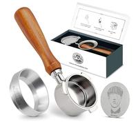 Gritty Blenders 51mm Bottomless Portafilter with Compatible Puck Screen, Basket and Dosing Ring | Compatible with De'Longhi Dedica EC680-685, and Smeg ECF Models Only, 3 Ear Portafilter