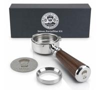 Gritty Blenders 54mm Bottomless Portafilter for Sage Barista Express, Pro & Breville 870/878/880 | 3-Ear Naked Espresso Portafilter, Walnut Handle | Includes 18g Basket, Puck Screen & Dosing Funnel