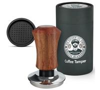 Gritty Blenders 54mm Coffee Tamper - 53.5mm Base Fits 54mm Portafilters, Calibrated 30lb Spring Loaded Self-Levelling Espresso Tamper, Rosewood Handle, Silicone Mat, for Sage Breville Barista Express
