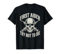 Gritty Paramedic Skull First Aider Design T-Shirt