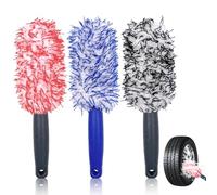 Griwuut 3Pcs Car Wheel Cleaning Brushes, Flat Spoke Brush for Car Grille Air Vents Exhaust Pipetrim Emblems, Suitable for Cars Motorcycles Bicycles