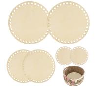 Griwuut 6 Pcs Natural Wooden Basket Base, Round Circle Blank Crochet Wood Basket Bases, 10/15/20cm(4/6/8Inch) DIA