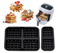 Griwuut Air Fryer Silicone Waffle Moulds, Air Fryer Accessories, Pack of 2 Silicone Waffle Insert for Philips Dual Basket Airfryer NA350 Tefal EY9018