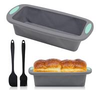 Griwuut Silicone Bread Moulds, Non-Stick Kitchen Oven Bread Pan, Baking Trays for Loaves, Breads, Cakes and Sandwiches - 1 Brush + 1 Scraper Set