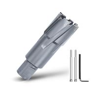 GRIXLEN 1-1/8" x 2" Annular Cutter with Weldon Shank,Carbide Tip Annular Drill Bit for Stainless Steel, Iron (2" Depth, 1-1/8" Diameter)
