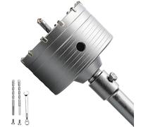 GRIXLEN 4 inch / 100mm Concrete Hole Saw with SDS Plus Shank Connecting Rod, 6.3mm Tungsten Carbide Tip for Concrete Cement Brick Wall