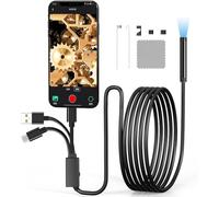 Grixz Endoscope Inspection Camera, USB Endoscope Camera with Lights, 8MM IPX7 Waterproof Tube, Flexible Rigid Snake, iOS/Android Phone, iPad, Window (9.84FT/3M)