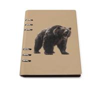 Grizzlies Bear Leather A5 Binder Notebook Refillable Travel Journal with 90 Sheets Personal Planner for Women Men