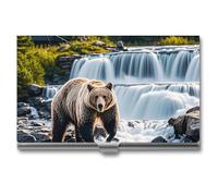 Grizzlies in River Falls Business Card Holder for Men & Women, Professional Card Case with Buckle Style Shut, Compact And Portable Metal Case for Office Workers, style, One Size, Classic