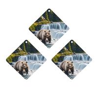 Grizzlies in River Falls Car Air Freshener, 3 Pcs Rhombus Hanging Air Freshener Cards, Long Lasting Fragrance Scented Cards for Car, Home, Office Black-style