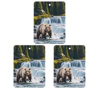 Grizzlies in River Falls Car Air Freshener, 3 Pcs Square Hanging Air Freshener Cards, Long Lasting Fragrance Scented Cards for Car, Home, Office White-style