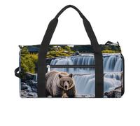 Grizzlies in River Falls Gym Bag for Men Women, Waterproof Gym Tote Bags, Large Duffel Bag for Travel Workout