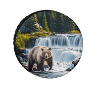 Grizzlies in River Falls Spare Tire Cover, 34inch Oxford Wheel Protector Travel Accessories, Waterproof Dustproof Wheel Tire Covers for RV Jeep SUV Camper Truck