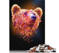 Grizzly Bear Abstract Puzzle 500 Pieces Jigsaws Wood Puzzles Jigsaw Puzzles for Adults Educational Game Challenge Toy 500pcs (52x38cm)