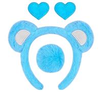 Grizzly Bear Accessory Kit - 4-Pack Fuzzy Animal Ear Headbands & Tails | Size Fits All Plush Props for Kids & Adults for Valentine's Day, New Year, and Family Vacations