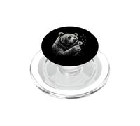 Grizzly Bear Blowing Wishes Funny Dandelion Distressed PopSockets PopGrip for MagSafe