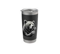 Grizzly Bear Blowing Wishes Funny Dandelion Distressed Stainless Steel Insulated Tumbler