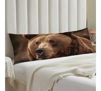 Grizzly Bear Body Pillow Cover with Hidden Zipper 20x54 Full Long Pillowcase for Couch Sofa Decor Breathable Bed Shams Boho Oversized Lumbar Pillow Covers for All Seasons