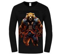 Grizzly Bear Brown Bear 3D Print Women's Men's T-Shirt Casual O-Neck Long Sleeve Workout Fall Pullover Tops