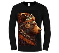 Grizzly Bear Brown Bear 3D Print Women's Men's T-Shirt Casual O-Neck Long Sleeve Workout Fall Pullover Tops