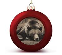 Grizzly Bear Christmas Balls Hanging Baubles Decorations for Xmas Tree Party Gift Red-style 1PCS