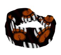 Grizzly Bear Claw Orange Wide Headbands for Women Non Slip, Workout Headband, Elastic Hair Bands, Sweat Yoga Hairband, Knotted Head Wraps for Girl Ladies