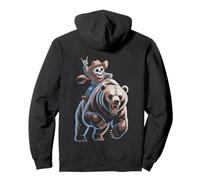 Grizzly Bear Cowboy Skeleton Halloween Pullover Hoodie
