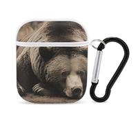 Grizzly Bear Earphone Case Cover Compatible with AirPods 1&2 Shockproof Bluetooth Headset Case White-style