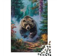 Grizzly Bear Forest Pathway Jigsaw Puzzles Puzzles for Adults Kids. 1000 Pieces Whimsical Challenge Toy Educational Game Home Decoration for Adults& Kids Age 14 Years Up 38x26cm/1000pcs