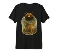 Grizzly Bear Gray Wolf Mountain Lion Tee Animal Graphic Premium T-Shirt