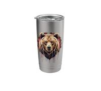 Grizzly Bear Head Dripping Paint Forest Berries Stainless Steel Insulated Tumbler