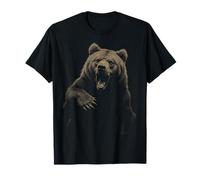 Grizzly Bear Hike Camp Vintage Angry Brown Bear T-Shirt