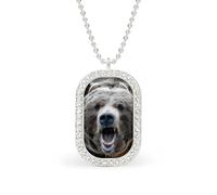 Grizzly Bear Howl Custom Photo Necklace Personalized Picture Pendant Memory Jewelry for Women