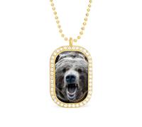 Grizzly Bear Howl Custom Photo Necklace Personalized Picture Pendant Memory Jewelry for Women
