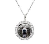 Grizzly Bear Howl Personalized Picture Necklace Photo Pendant Custom Memorial Jewelry for Women