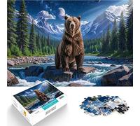 Grizzly Bear in Mountain RiverPuzzles for teenagers 1000 Piece Educational Game Challenge Toy Home Decoration 38x26cm