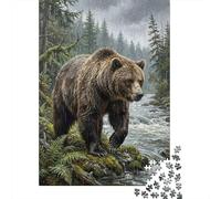 Grizzly Bear in Rainy Forest 1000 Piece Jigsaw Puzzle for Adults, 52x38cm/1000pcs, Quiet Home Activity, Evening Leisure And Year-Round Leisure