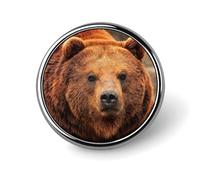 Grizzly Bear Lapel Pins Metal Pin Badge Personalized Pinback Button Badges Classic Round Badge Recognition Enamel Lapel Pin for Jackets, Backpacks, Bags