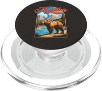 Grizzly Bear & Montana Mountains Vintage 70s Vibe Graphic PopSockets PopGrip for MagSafe