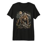 Grizzly Bear Moon Wilderness Wildlife Mountain Art Premium T-Shirt