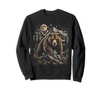 Grizzly Bear Moon Wilderness Wildlife Mountain Art Sweatshirt
