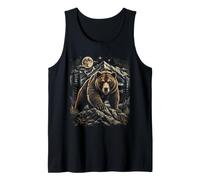 Grizzly Bear Moon Wilderness Wildlife Mountain Art Tank Top
