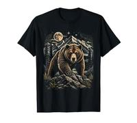 Grizzly Bear Moon Wilderness Wildlife Mountain Art Value Graphic T-Shirt