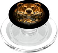 Grizzly Bear, Mountain Lake Wilderness, Wildlife Reflection PopSockets PopGrip for MagSafe