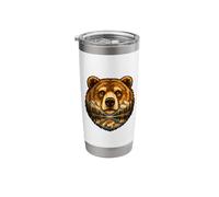 Grizzly Bear, Mountain Lake Wilderness, Wildlife Reflection Stainless Steel Insulated Tumbler