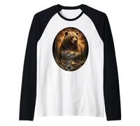 Grizzly Bear Mountain Wilderness Landscape Grizzly Bear Raglan Baseball Tee
