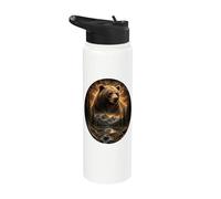 Grizzly Bear Mountain Wilderness Landscape Grizzly Bear Stainless Steel Insulated Water Bottle