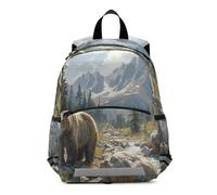 Grizzly Bear Mountains Backpack for Toddler Boys Girls, Mini Preschool Backpacks Kids School Backpacks 3-6 Years Medium